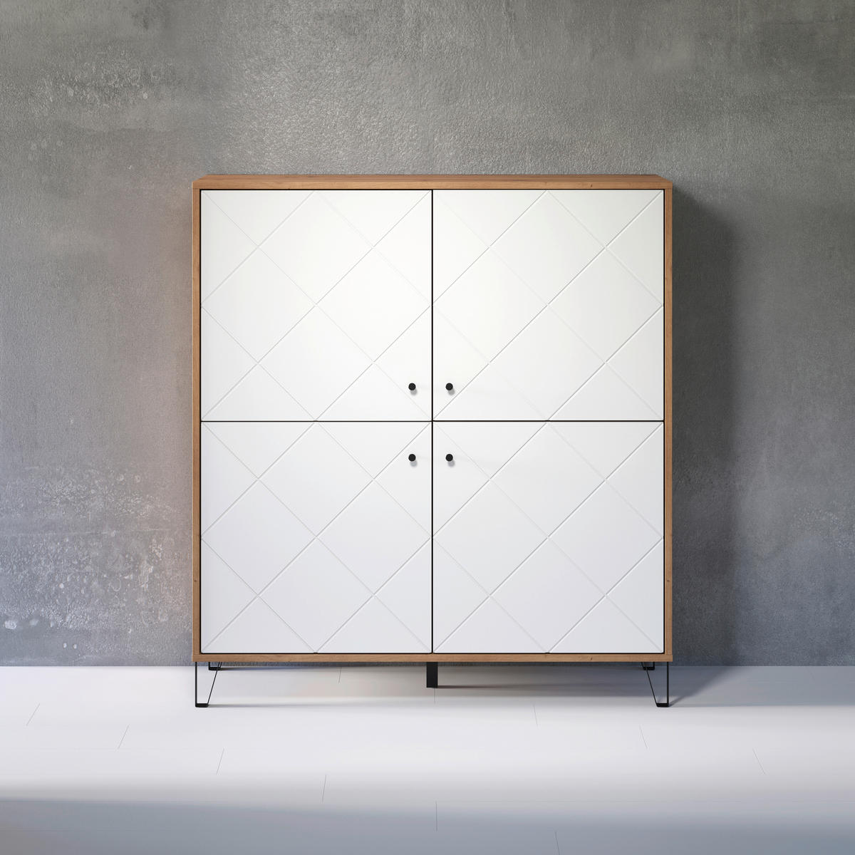 HIGHBOARD TOUCH 123/136/40 cm  - Schwarz/Weiß, Design, Holzwerkstoff/Kunststoff (123/136/40cm) - MID.YOU