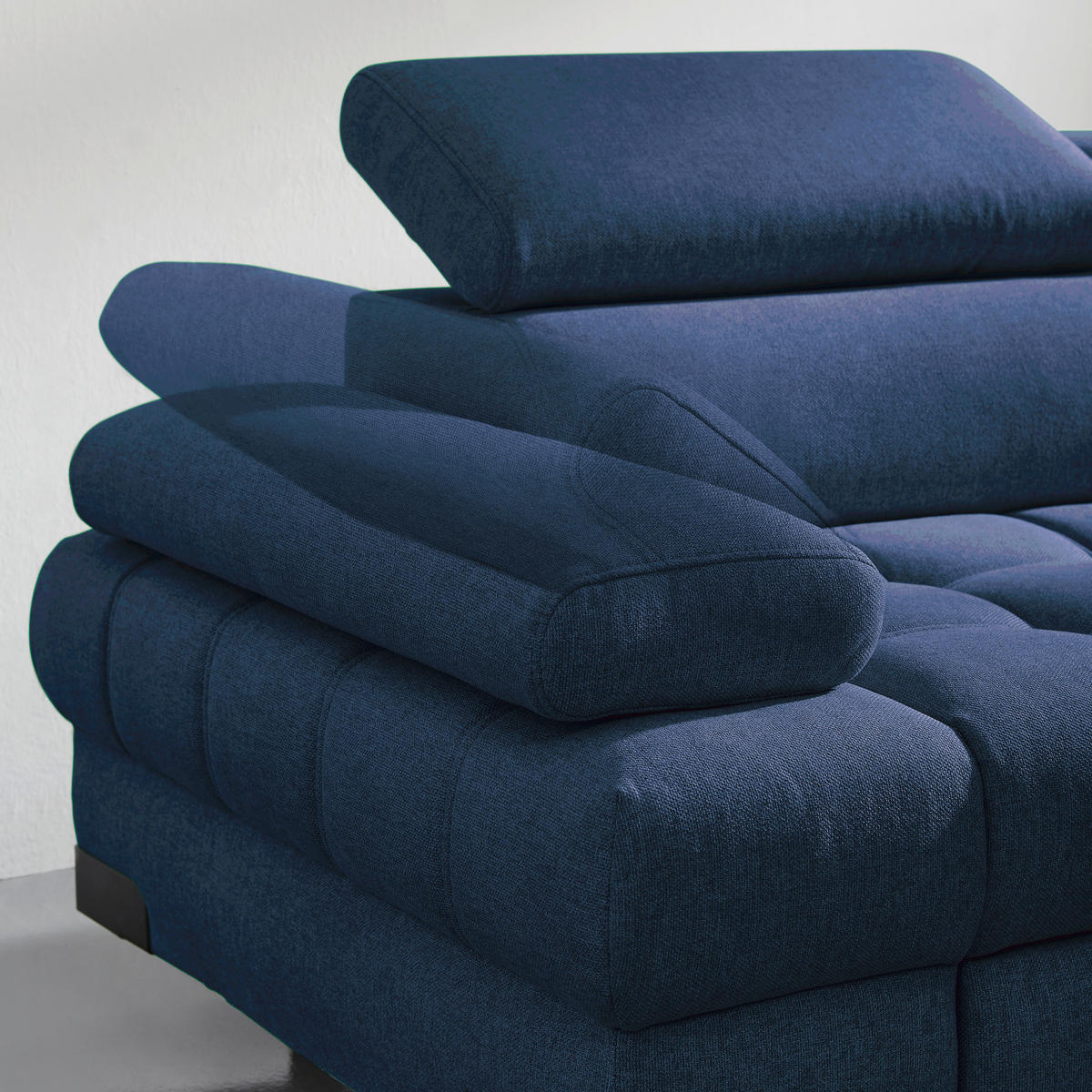 ECKSOFA Dunkelblau Webstoff  - Schwarz/Dunkelblau, Design, Textil/Metall (263/223cm) - Welnova