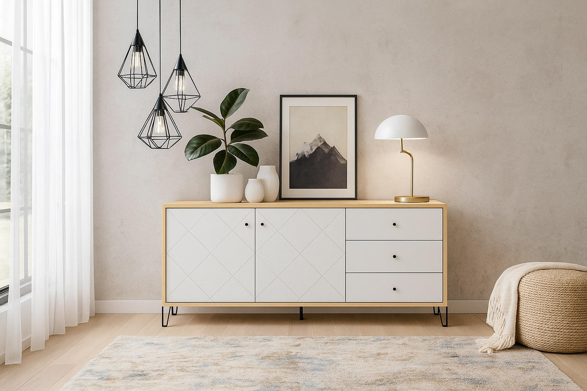 SIDEBOARD Bilbao  in 183,4/75,2/40 cm  - Schwarz/Weiß, Design, Holzwerkstoff/Metall (183,4/75,2/40cm) - Boxxx