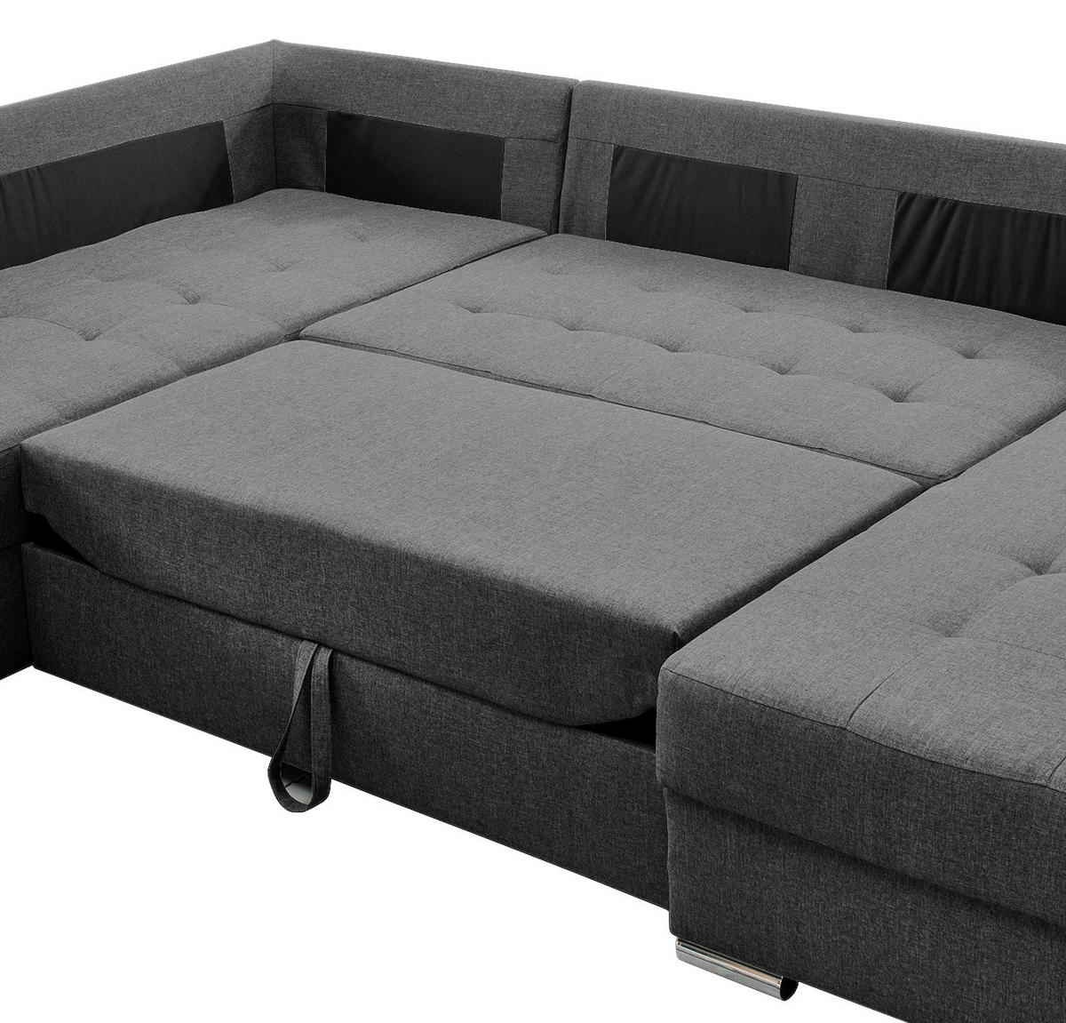 SJEDEĆA GARNITURA tekstil  siva   - siva/crna, Konvencionalno, tekstil/metal (218/292/156cm) - Livetastic