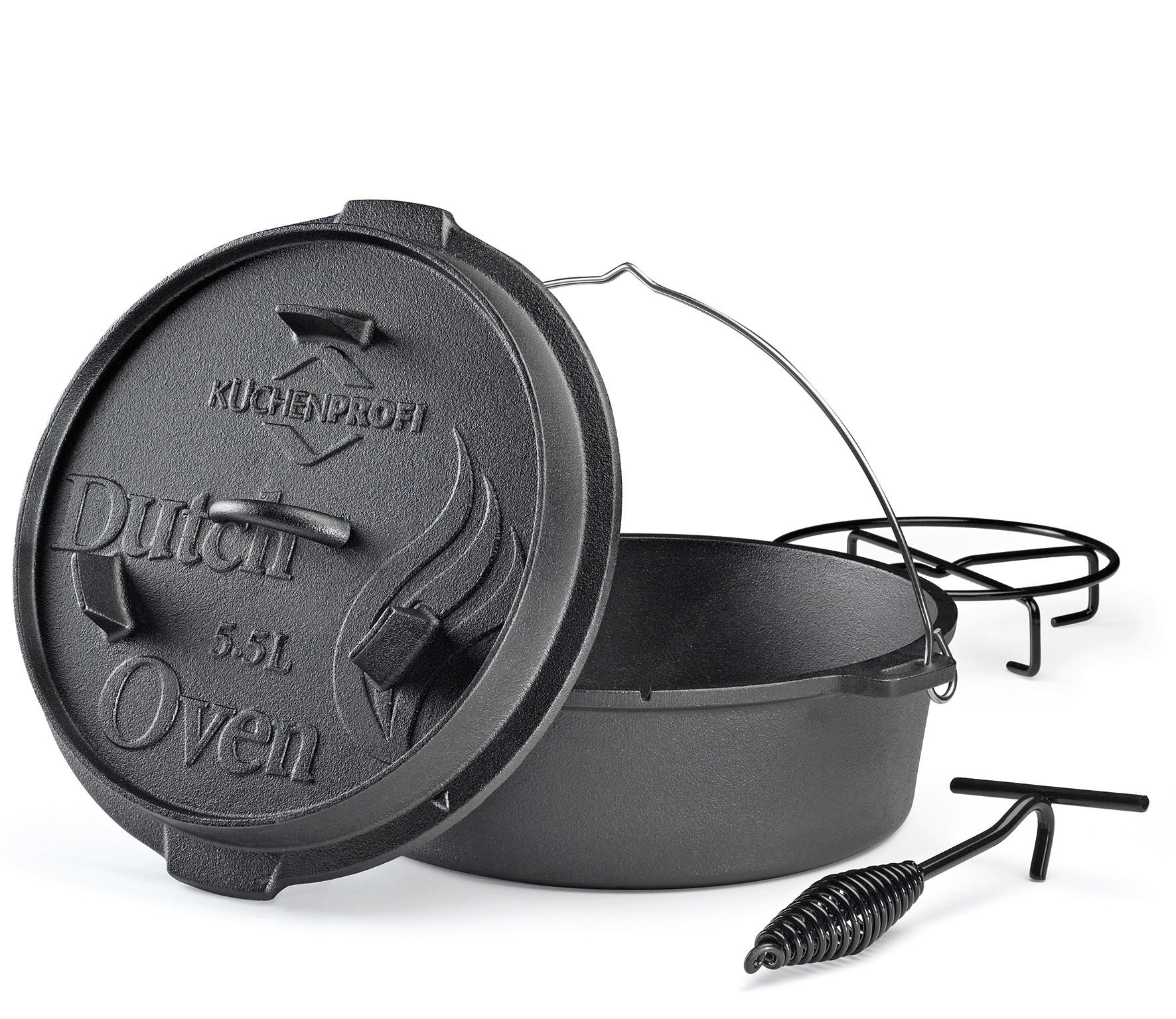 DUTCH-OVEN-SET  Schwarz  - Schwarz, Basics, Metall (30/13,5cm) - KÜCHENPROFI