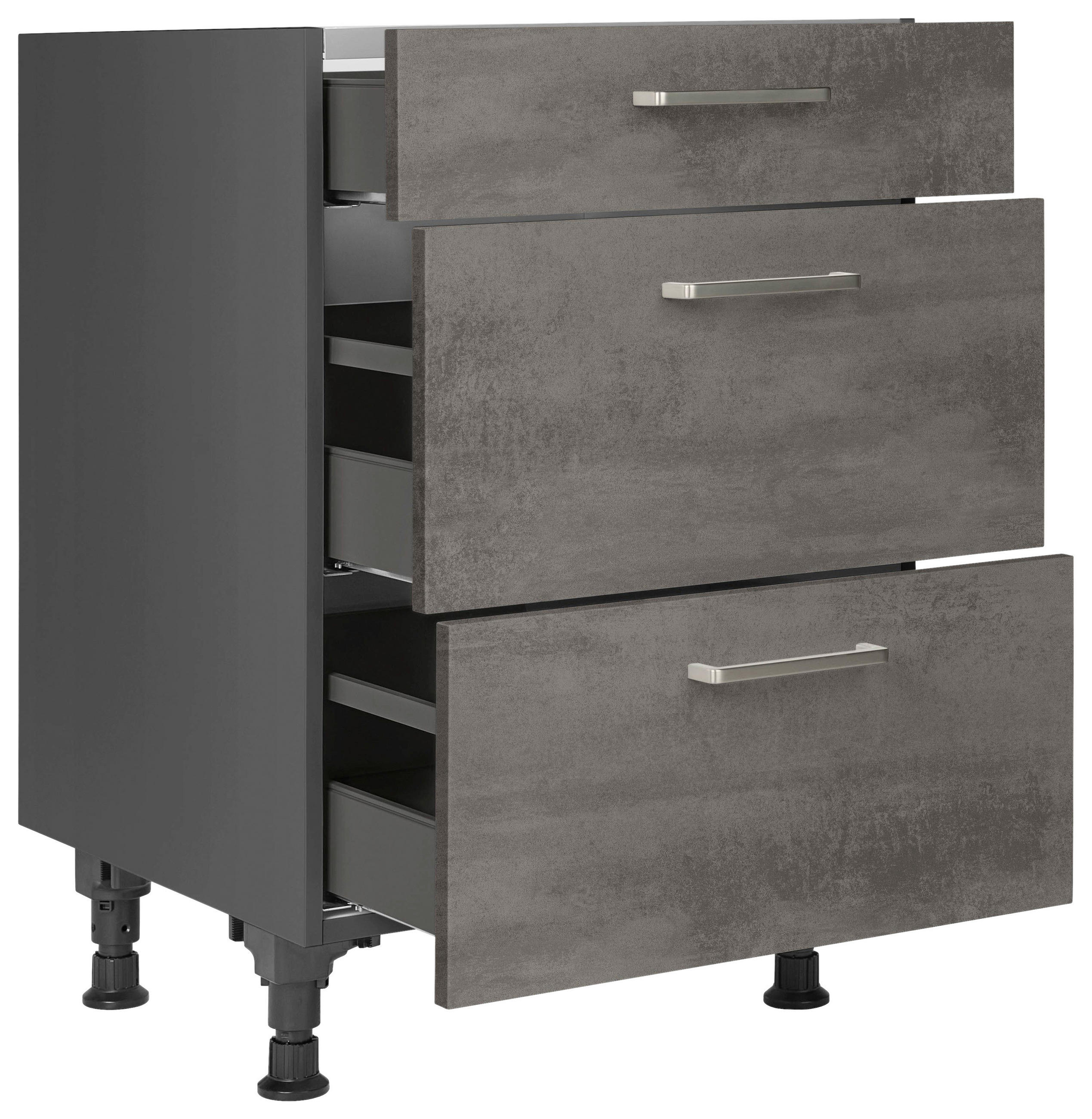 KOCHFELDUMBAUSCHRANK 60/87/56 cm  in Schieferfarben  - Schieferfarben/Edelstahlfarben, MODERN, Holzwerkstoff/Metall (60/87/56cm) - Nobilia