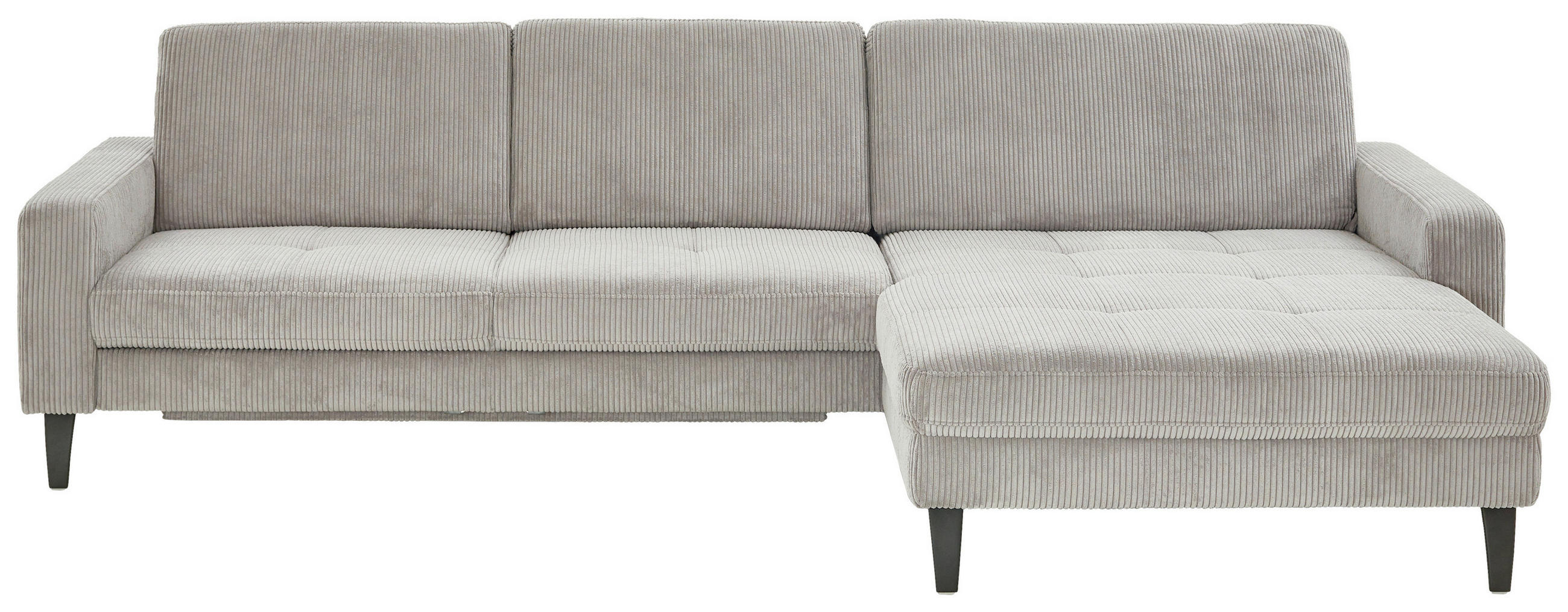 ECKSOFA Hellgrau Cord Rücken echt  - Hellgrau/Schwarz, MODERN, Textil/Metall (302/177cm) - Beldomo Style