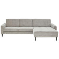 ECKSOFA Hellgrau Cord Rücken echt  - Hellgrau/Schwarz, MODERN, Textil/Metall (302/177cm) - Beldomo Style