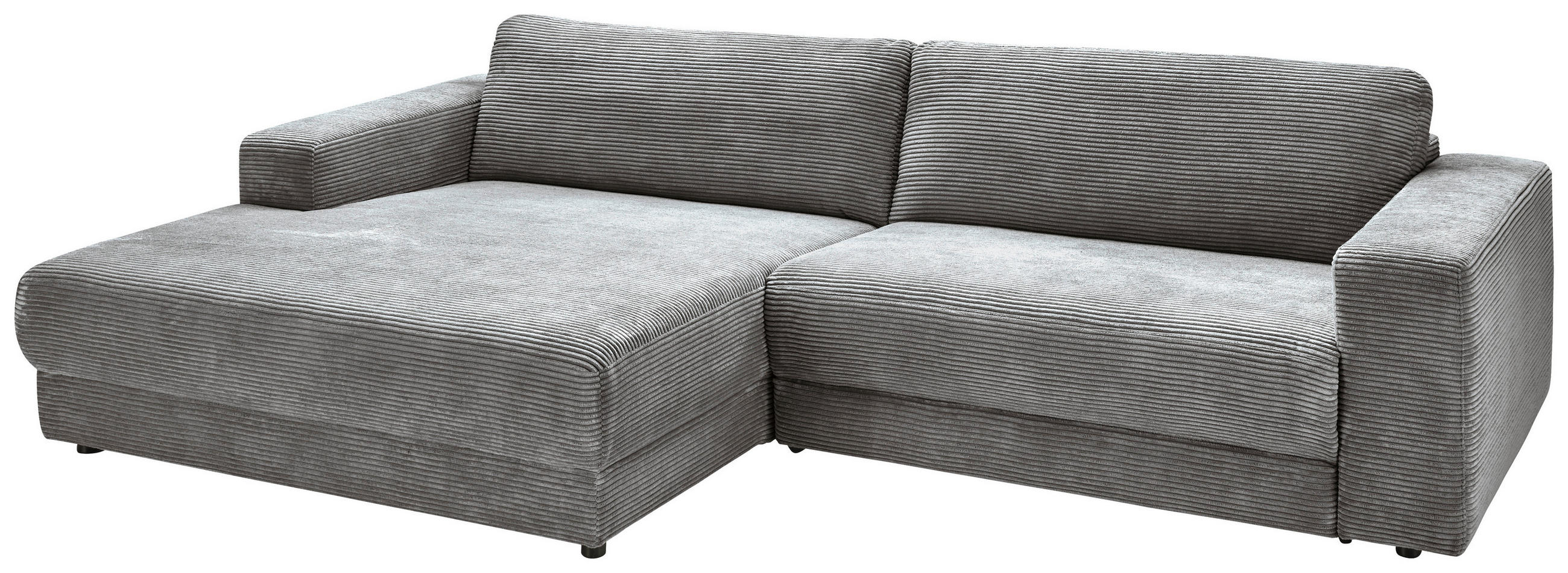 ECKSOFA in Cord Dunkelgrau  168/296 cm  - Dunkelgrau/Schwarz, Design, Kunststoff/Textil (168/296cm) - Pure Home Lifestyle