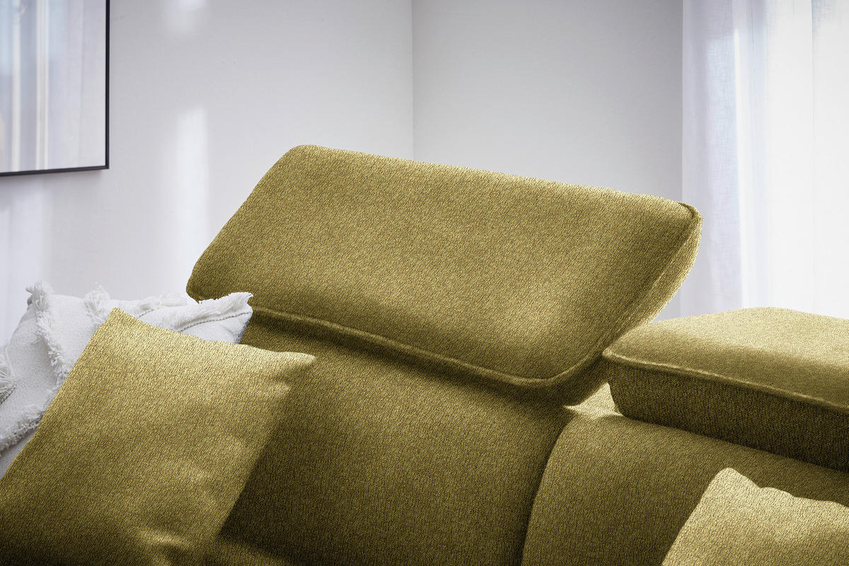 ECKSOFA in Struktur Currygelb  - Currygelb/Schwarz, Design, Holz/Textil (185/232cm) - Stylife