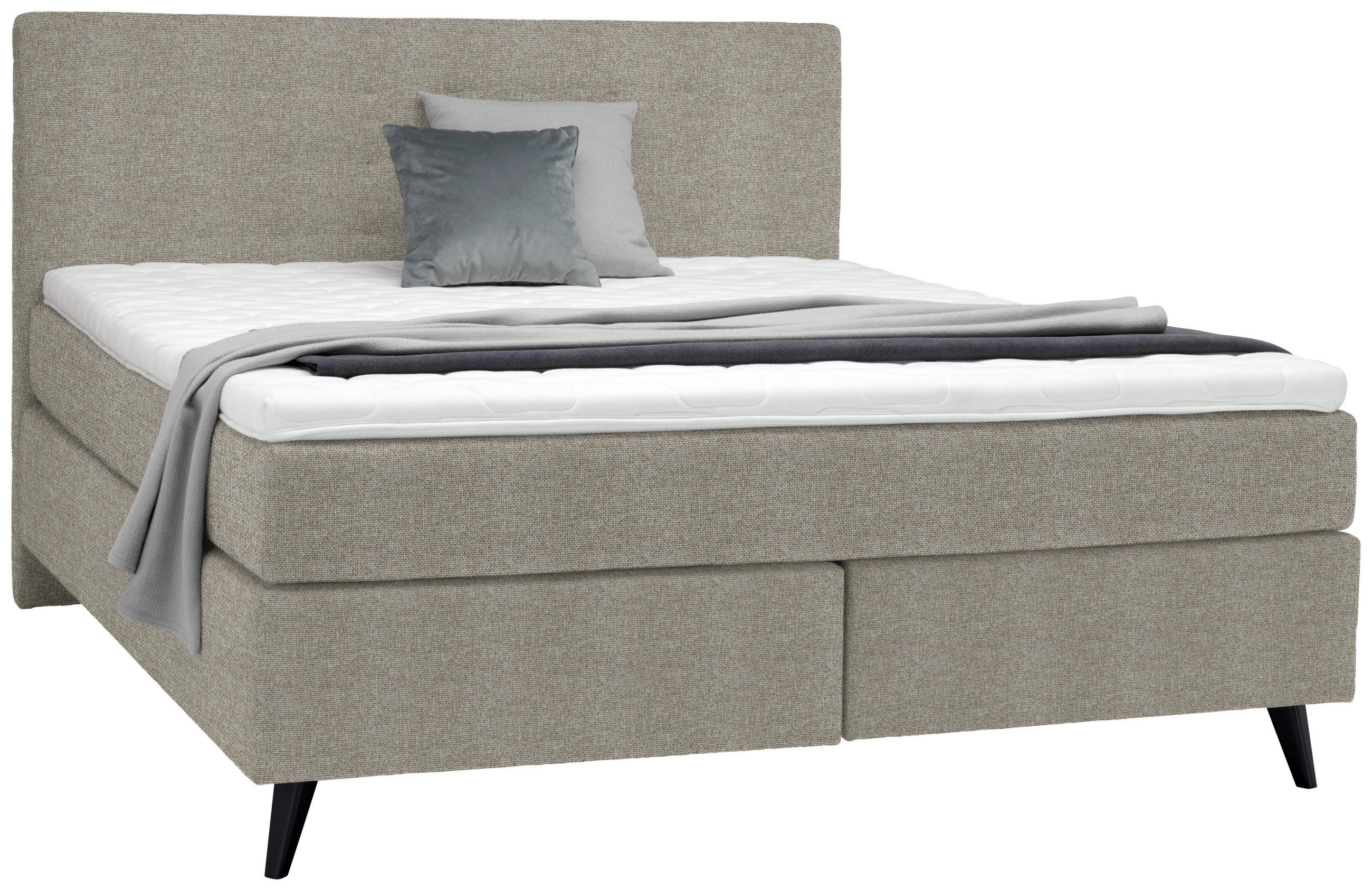 BOXSPRINGBETT 180/200 cm  in Hellbraun  - Hellbraun/Schwarz, KONVENTIONELL, Holz/Textil (180/200cm) - Voleo