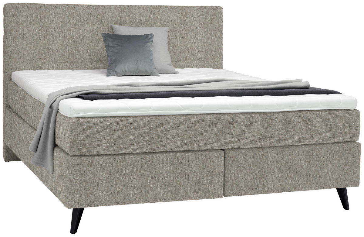BOXSPRINGBETT 200/200 cm  in Hellbraun  - Hellbraun/Schwarz, KONVENTIONELL, Holz/Textil (200/200cm) - Voleo