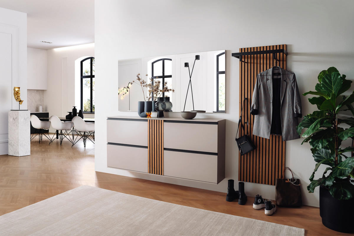 GARDEROBE 3-teilig  in 260/200/30 cm  - Eichefarben/Grau, Design, Holz/Holzwerkstoff (260/200/30cm) - Moderano