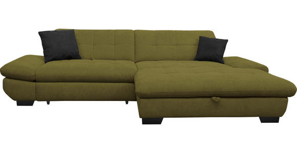 ECKSOFA in Mikrofaser Grün 290/198 cm - Schwarz/Grün, Design, Textil/Metall (290/198cm) - Xora
