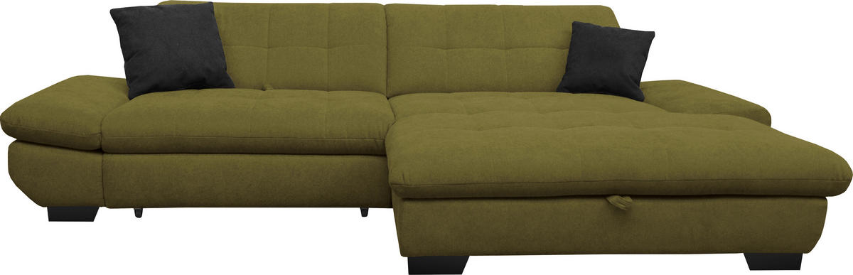 ECKSOFA in Mikrofaser Grün  - Schwarz/Grün, Design, Textil/Metall (290/198cm) - Xora