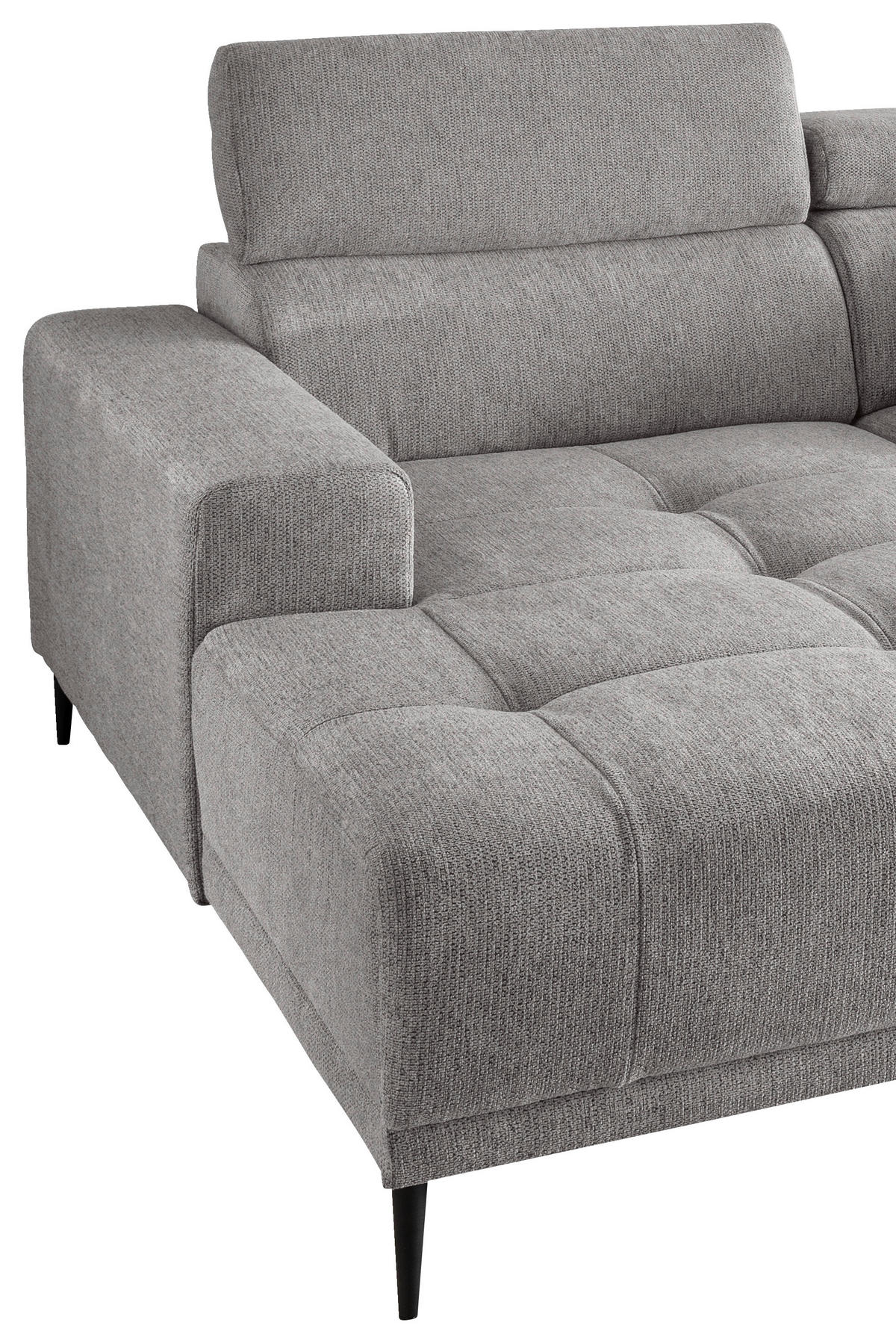 ECKSOFA in Chenille Grau  200/188 cm  - Schwarz/Grau, KONVENTIONELL, Textil/Metall (200/188cm) - Livetastic