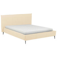 POLSTERBETT 160/200 cm,  in Beige, gepolstertes Kopfteil, Lattenrost, Bettkasten,  - Beige/Schwarzchrom, KONVENTIONELL, Leder/Holz (160/200cm) - Esposa