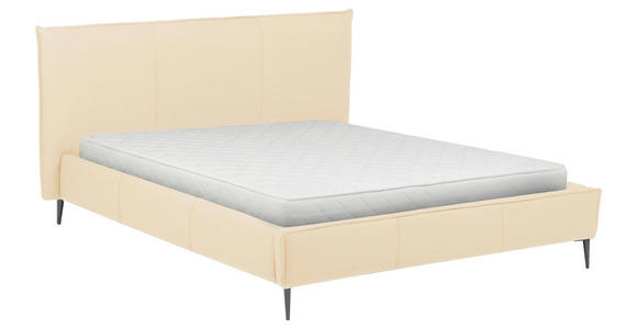 POLSTERBETT gepolstertes Kopfteil, Lattenrost, Bettkasten Beige 200/200 cm  - Beige/Schwarzchrom, KONVENTIONELL, Leder/Holz (200/200cm) - Esposa