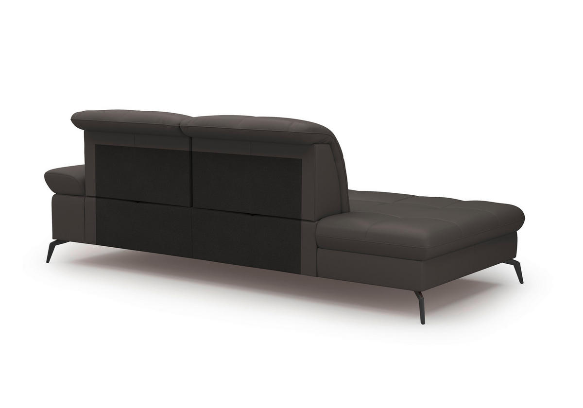 RÉCAMIERE in Vliesstoff Kombination Echtleder/Stoff Mokka  - Schwarz/Mokka, Konventionell, Leder/Textil (231/90/122cm) - Sit & More