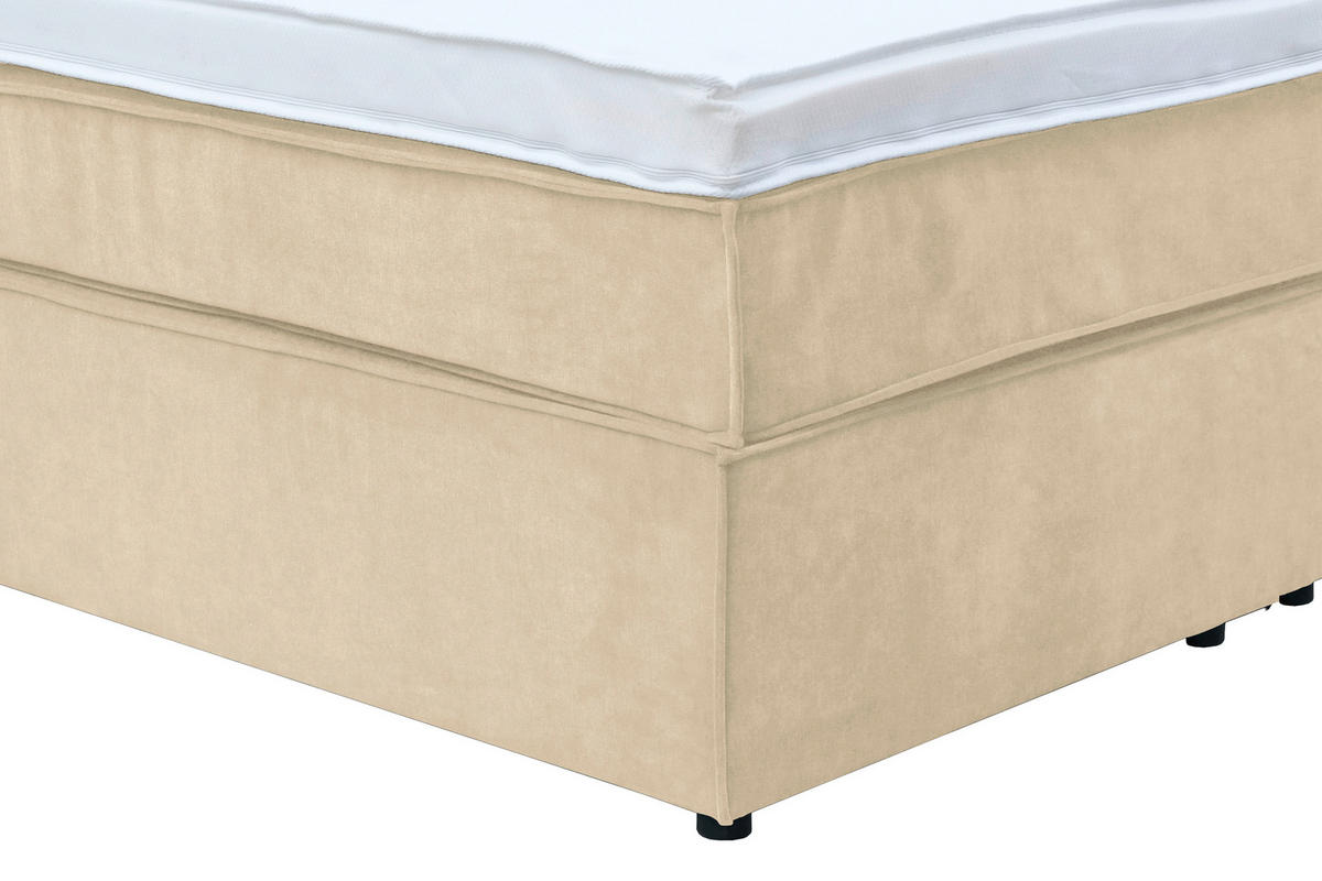 BOXSPRINGBETT 120/200 cm  in Creme  - Creme/Schwarz, Konventionell, Kunststoff/Textil (120/200cm) - Boxxx