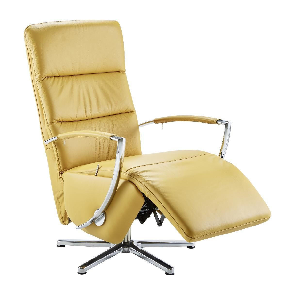 RELAXSESSEL Echtleder    - Chromfarben/Gelb, Design, Leder/Metall (64/108-112/80cm) - Cantus