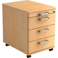 ROLLCONTAINER 42,8/59/56 cm  - Chromfarben/Ahornfarben, KONVENTIONELL, Holzwerkstoff/Kunststoff (42,8/59/56cm) - Venda