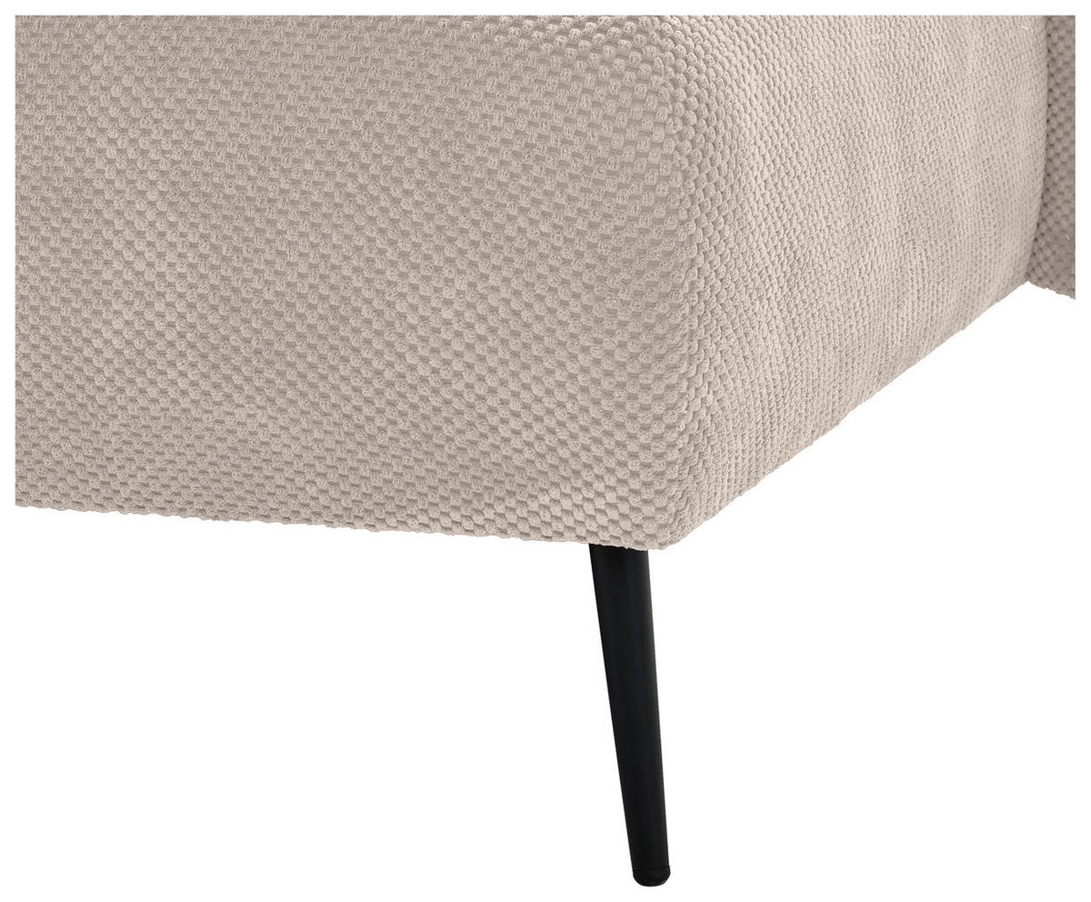 ECKSOFA in Chenille Creme  - Creme/Schwarz, Konventionell, Textil/Metall (255/164cm) - Carryhome