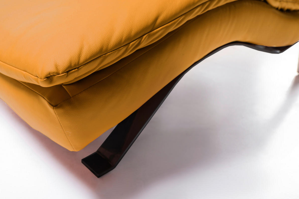 RECAMIER in piele galben  - galben/negru, metal/piele (65/65-95/171cm) - Celina Home