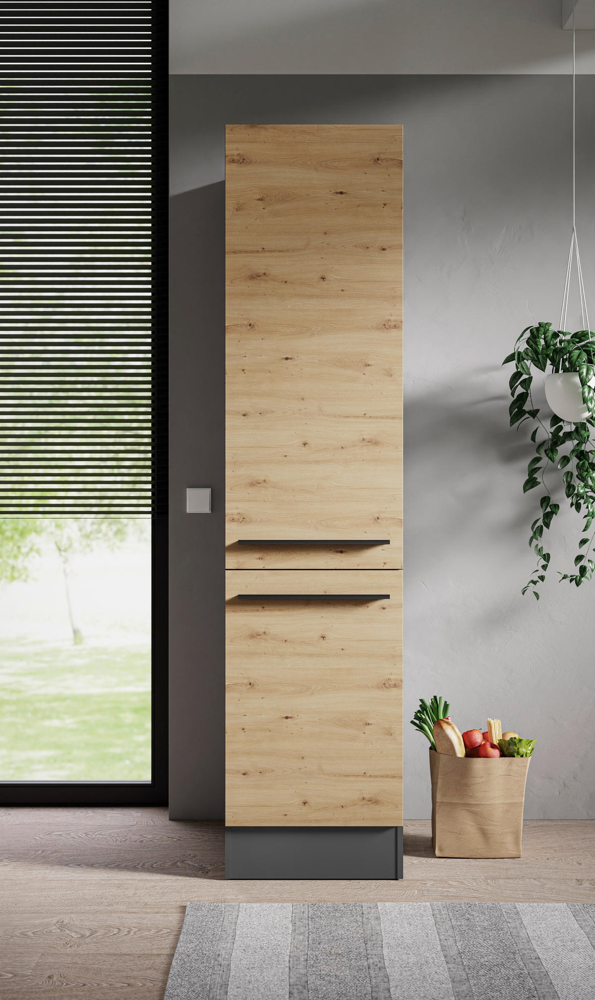 IZVLEČNA OMARA - črna/antracit, Design, umetna masa/leseni material (50/211/57cm) - P & B