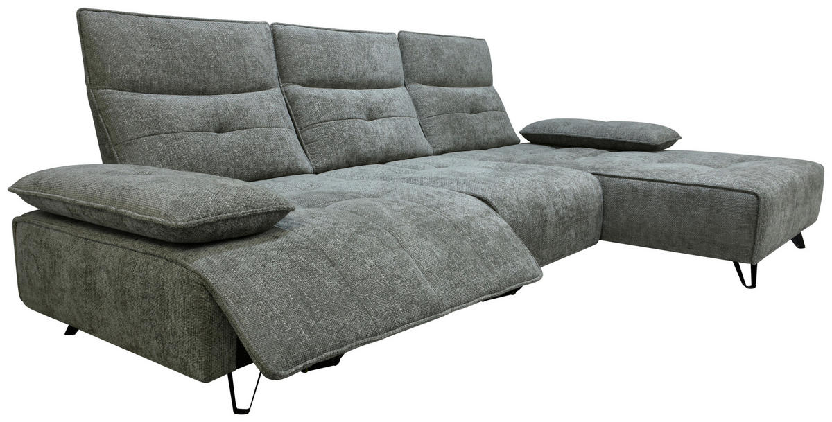 ECKSOFA Grau Chenille  - Schwarz/Grau, Design, Kunststoff/Textil (314/162cm) - Livetastic