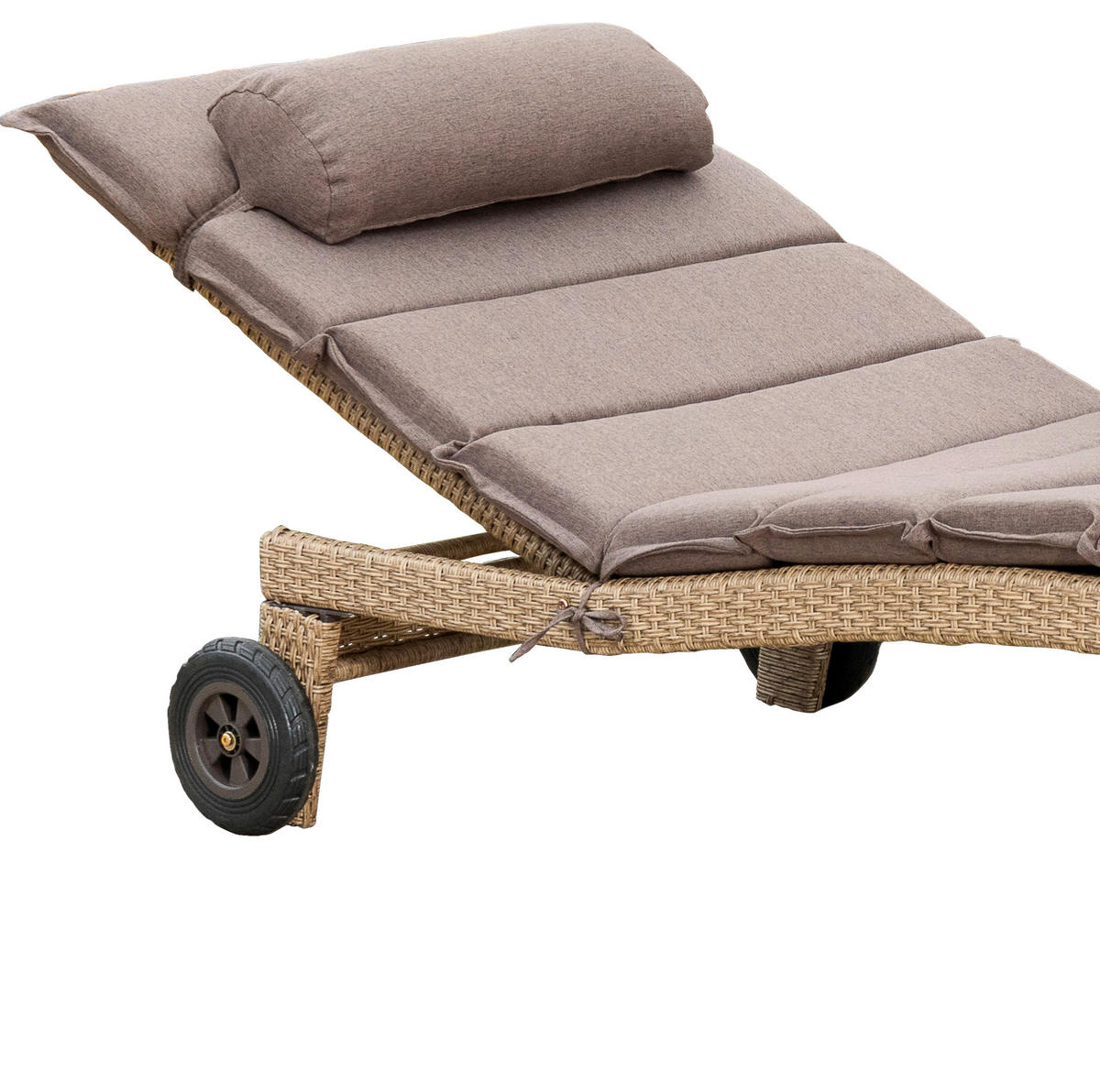 GARTEN-RELAXLIEGE 90/100/208 cm  - Beige/Naturfarben, ROMANTIK / LANDHAUS, Kunststoff/Textil (90/100/208cm) - Gardenson