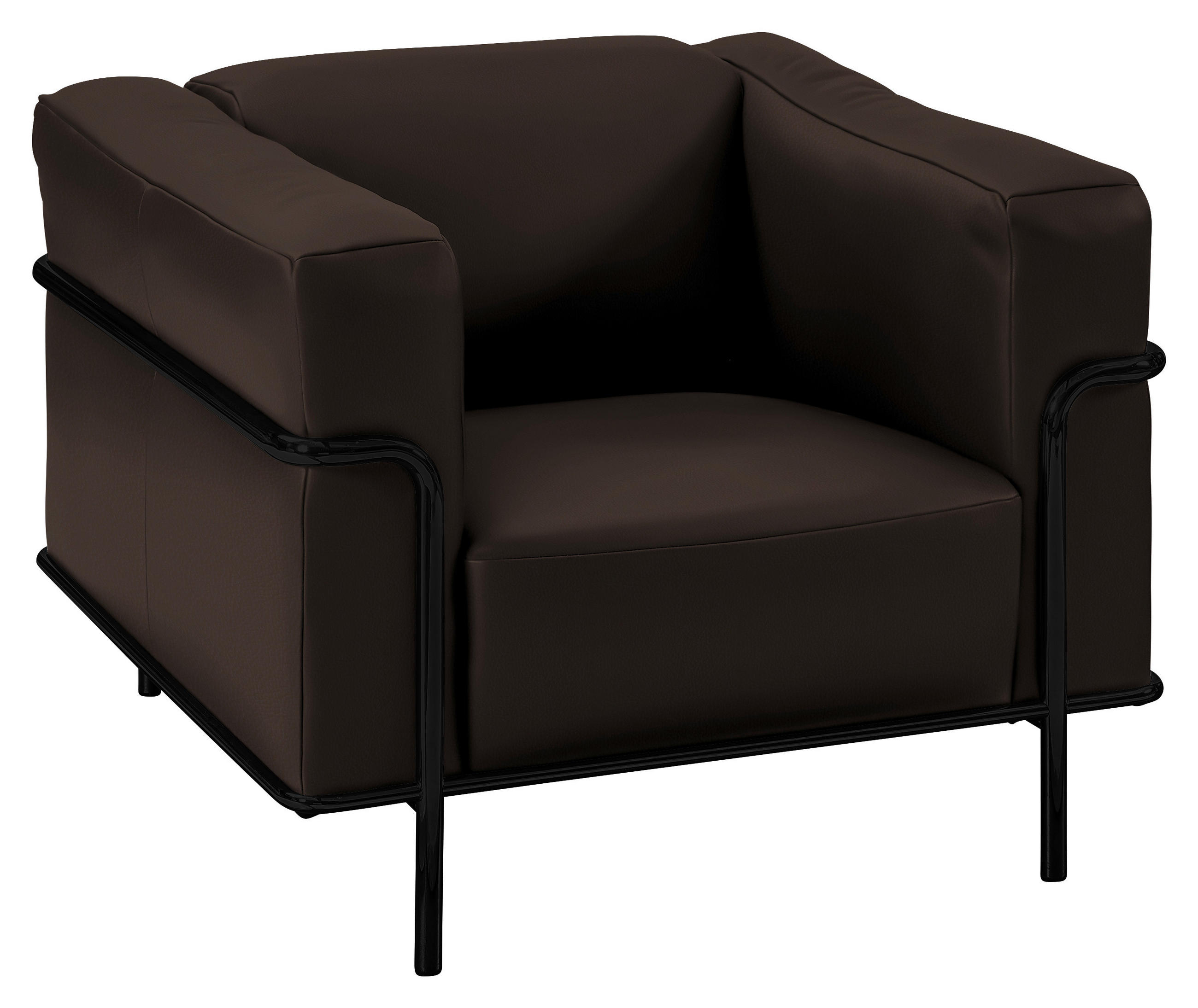 SESSEL in Echtleder Dunkelbraun  - Dunkelbraun/Schwarz, Design, Leder/Metall (91/67/96cm) - Johann Jakob