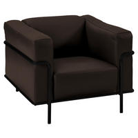 SESSEL in Echtleder Dunkelbraun  - Dunkelbraun/Schwarz, Design, Leder/Metall (91/67/96cm) - Johann Jakob