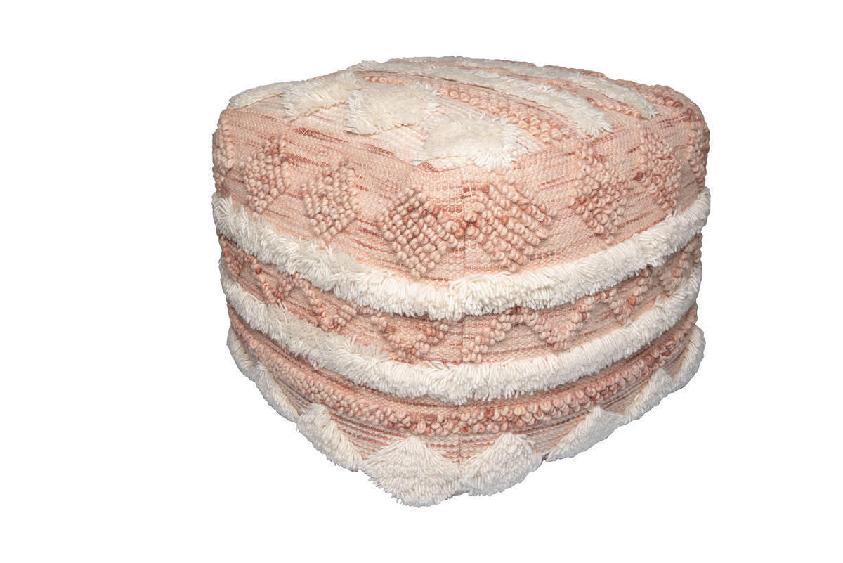 POUF Makramee 50/45/50 cm  - Creme/Rosa, Trend, Textil (50/45/50cm) - Kayoom