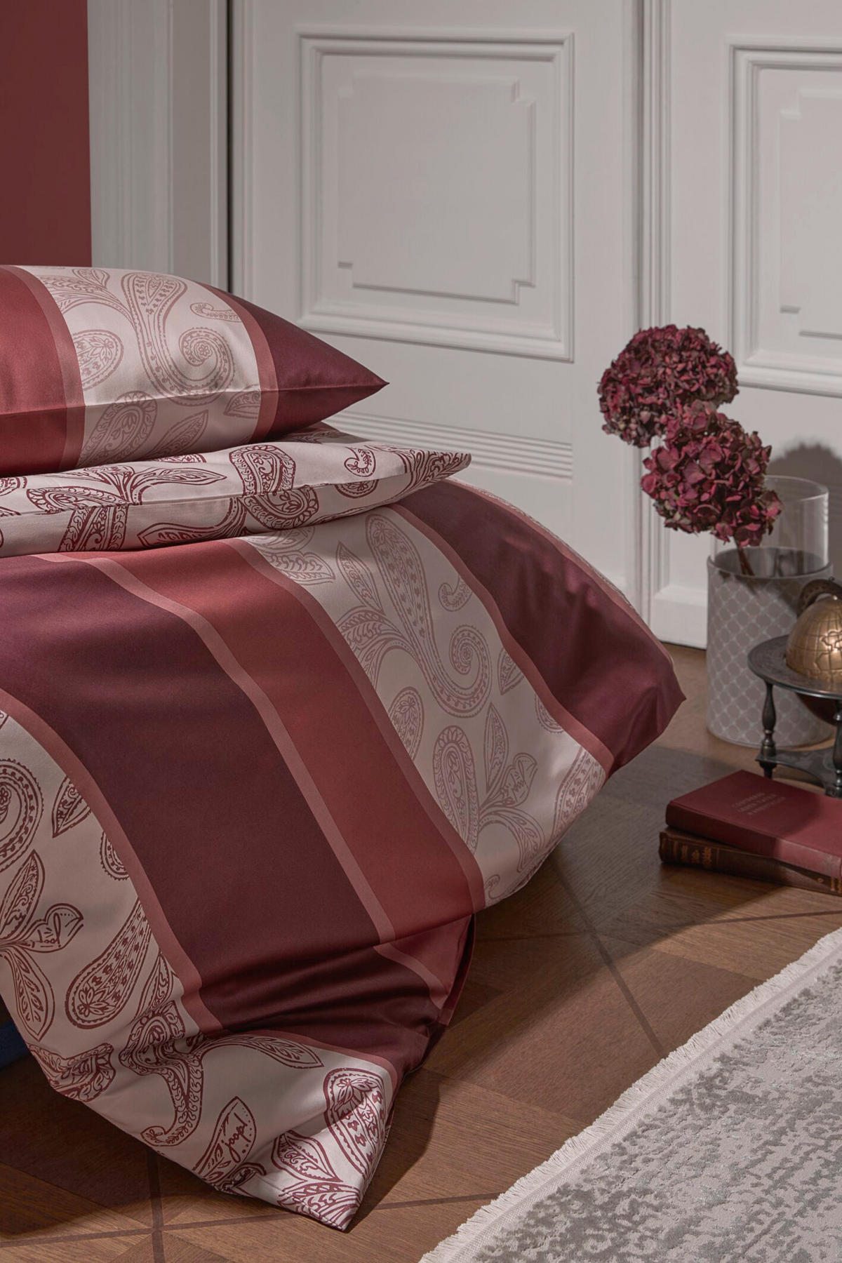 BETTWÄSCHESET Makosatin 200/210 cm  100 cm/65 cm  - Rot, Design, Textil (200/210cm) - Joop!