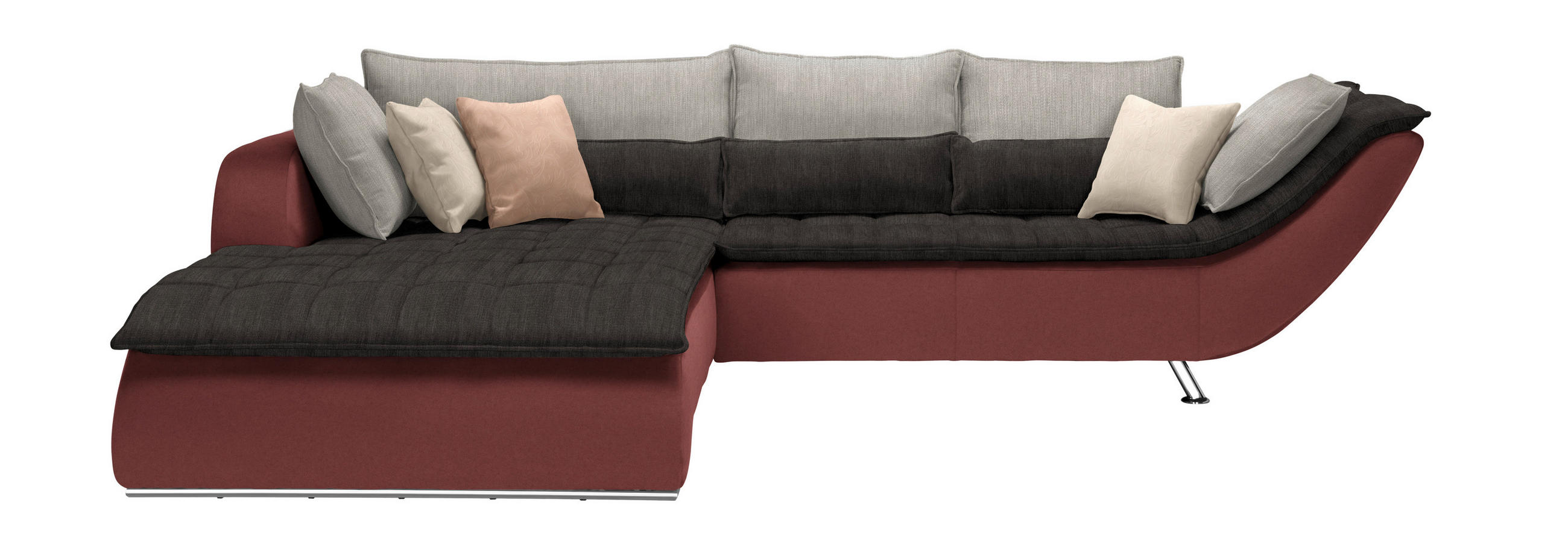 SOFFA i textil gammelrosa, ljusgrå, mörkgrå  - mörkgrå/kromfärg, Design, metall/textil (220/300cm) - Livetastic