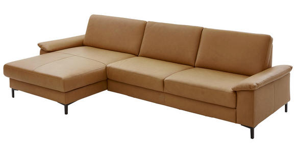 ECKSOFA  in Echtleder Currygelb  176/334 cm  - Currygelb/Schwarz, Design, Leder/Metall (176/334cm) - Dieter Knoll