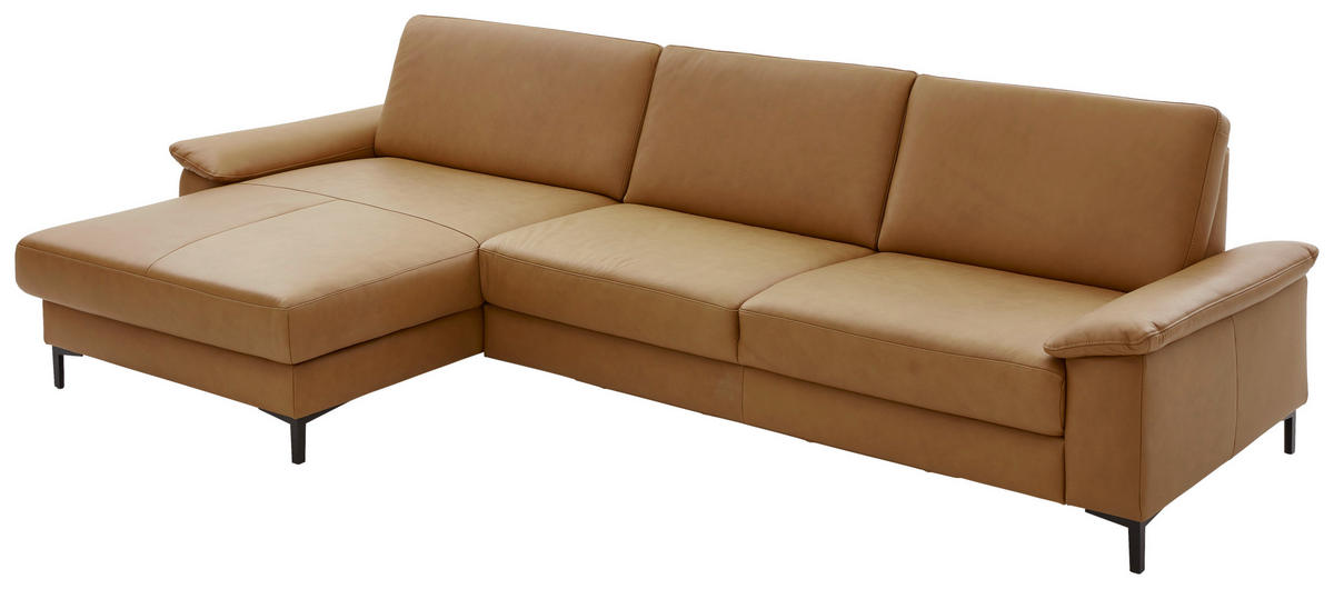 ECKSOFA Echtleder Currygelb  - Currygelb/Schwarz, Design, Leder/Metall (176/334cm) - Dieter Knoll