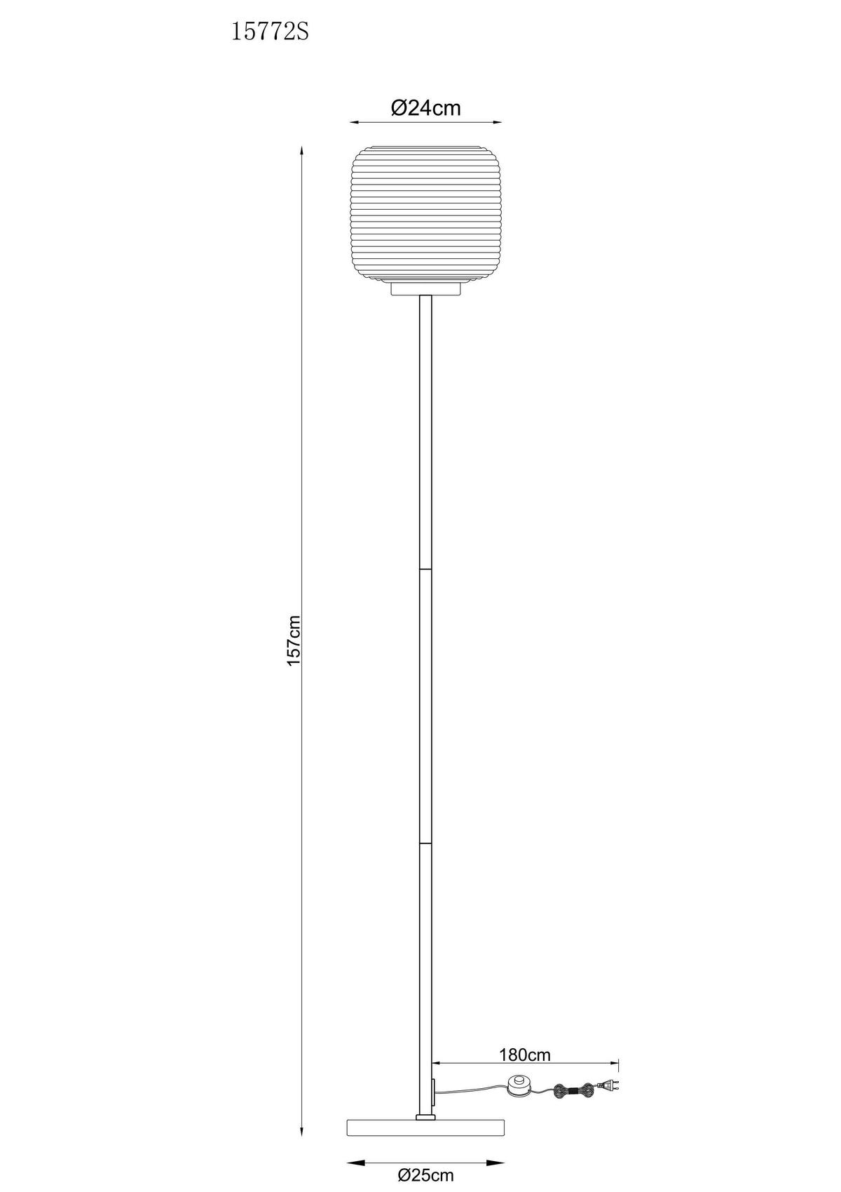 STEHLEUCHTE 24/157 cm    - Weiß/Nickelfarben, KONVENTIONELL, Glas/Metall (24/157cm) - Globo