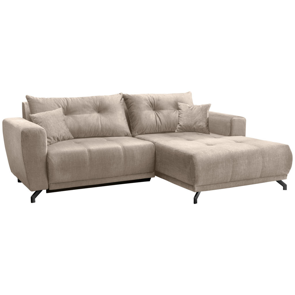 Thumbnail - Mid.you Ecksofa Restato, Creme, Textil, Uni, 4-Sitzer, Füllung: Schaumstoff, Ottomane rechts, L-Form, 246x177 cm, Made i...