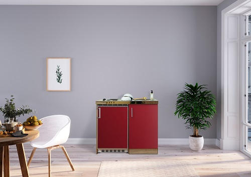 MINIKÜCHE 100 cm - Edelstahlfarben/Eichefarben, MODERN, Holzwerkstoff/Metall (100cm) - Respekta