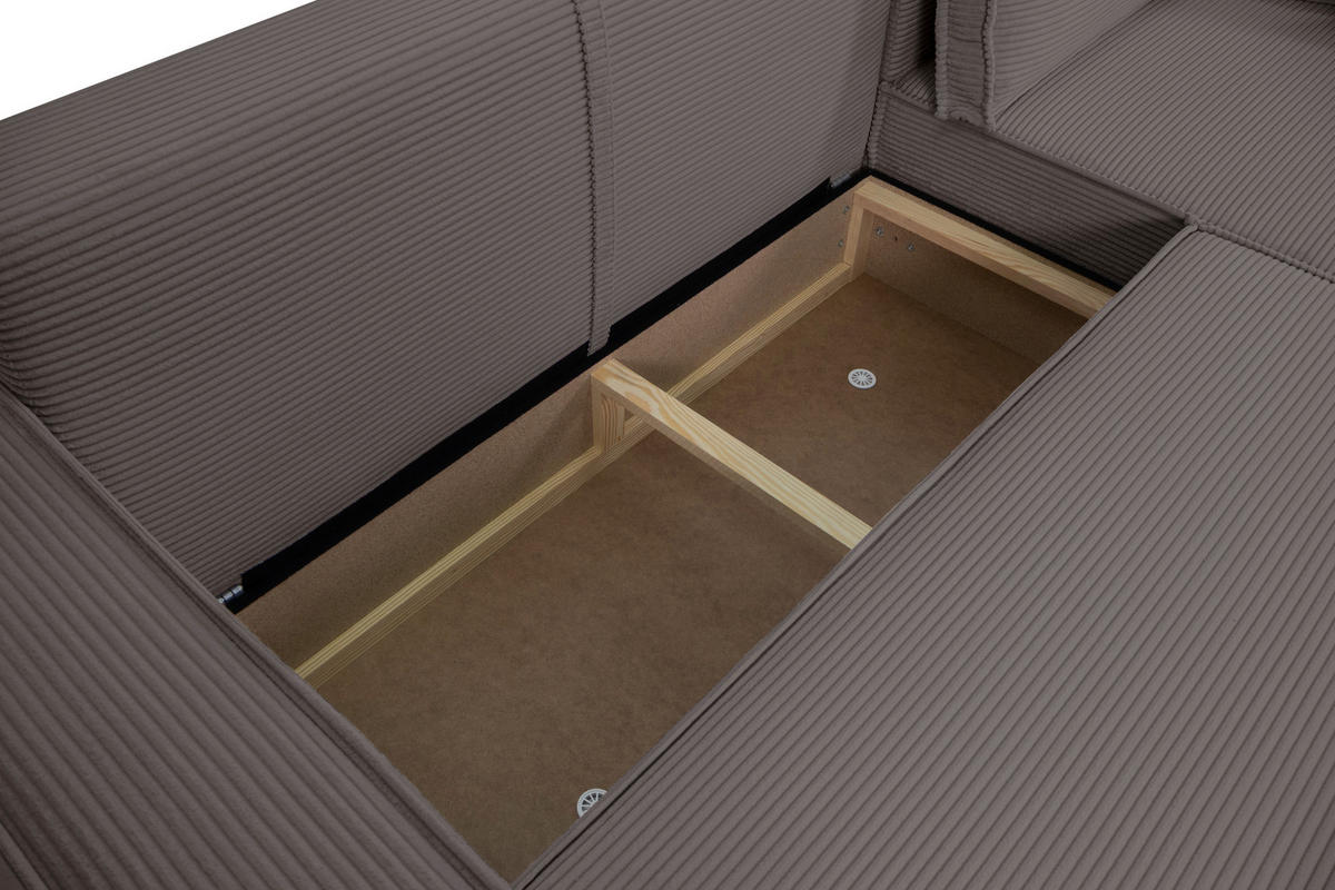 ECKSOFA inkl. Funktionen Anthrazit Cord  - Anthrazit/Schwarz, Design, Textil (267/141cm) - Xora