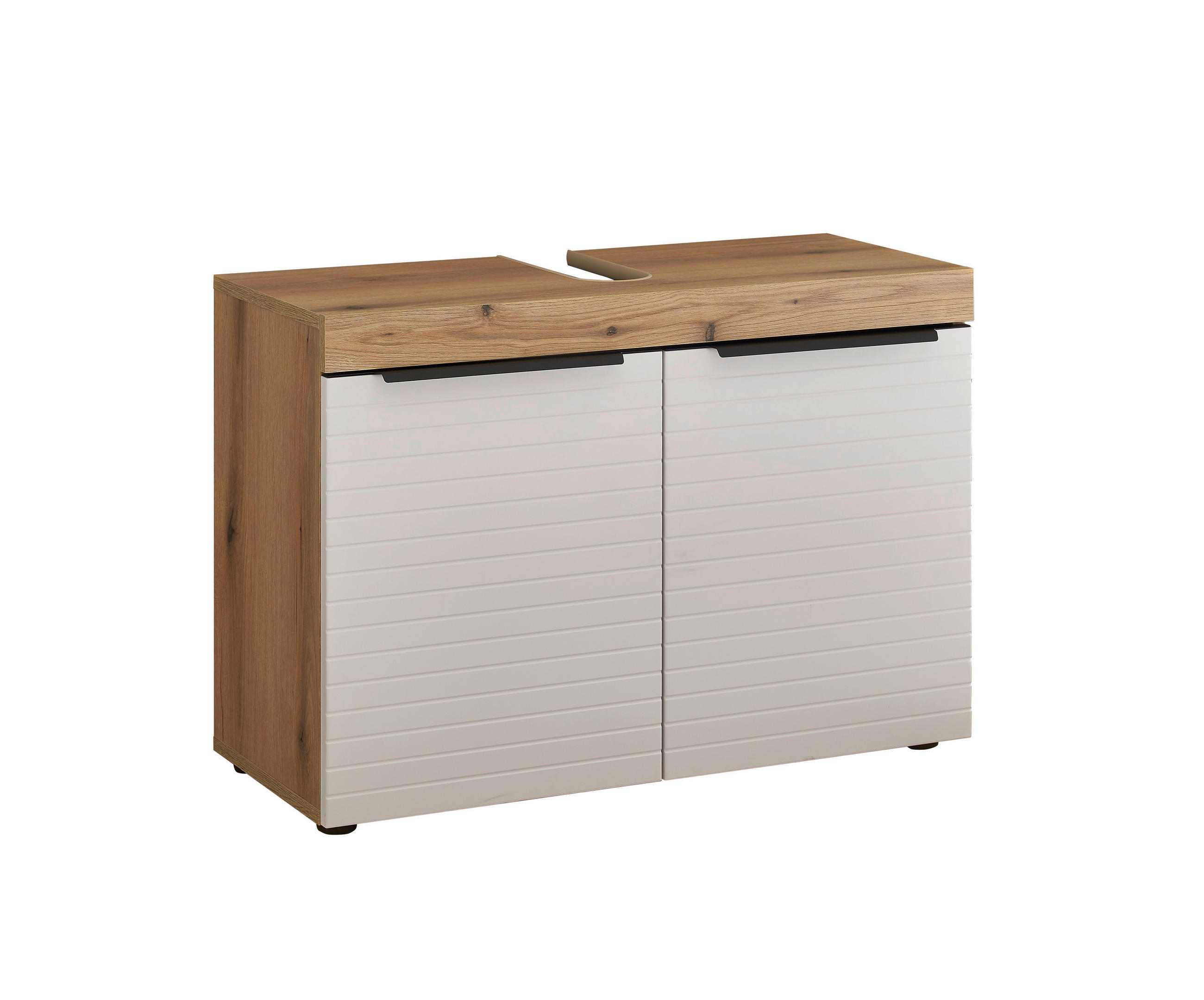 WASCHBECKENUNTERSCHRANK 80/56/34 cm  - Weiss/Eichefarben, Basics, Holzwerkstoff/Kunststoff (80/56/34cm) - MID.YOU