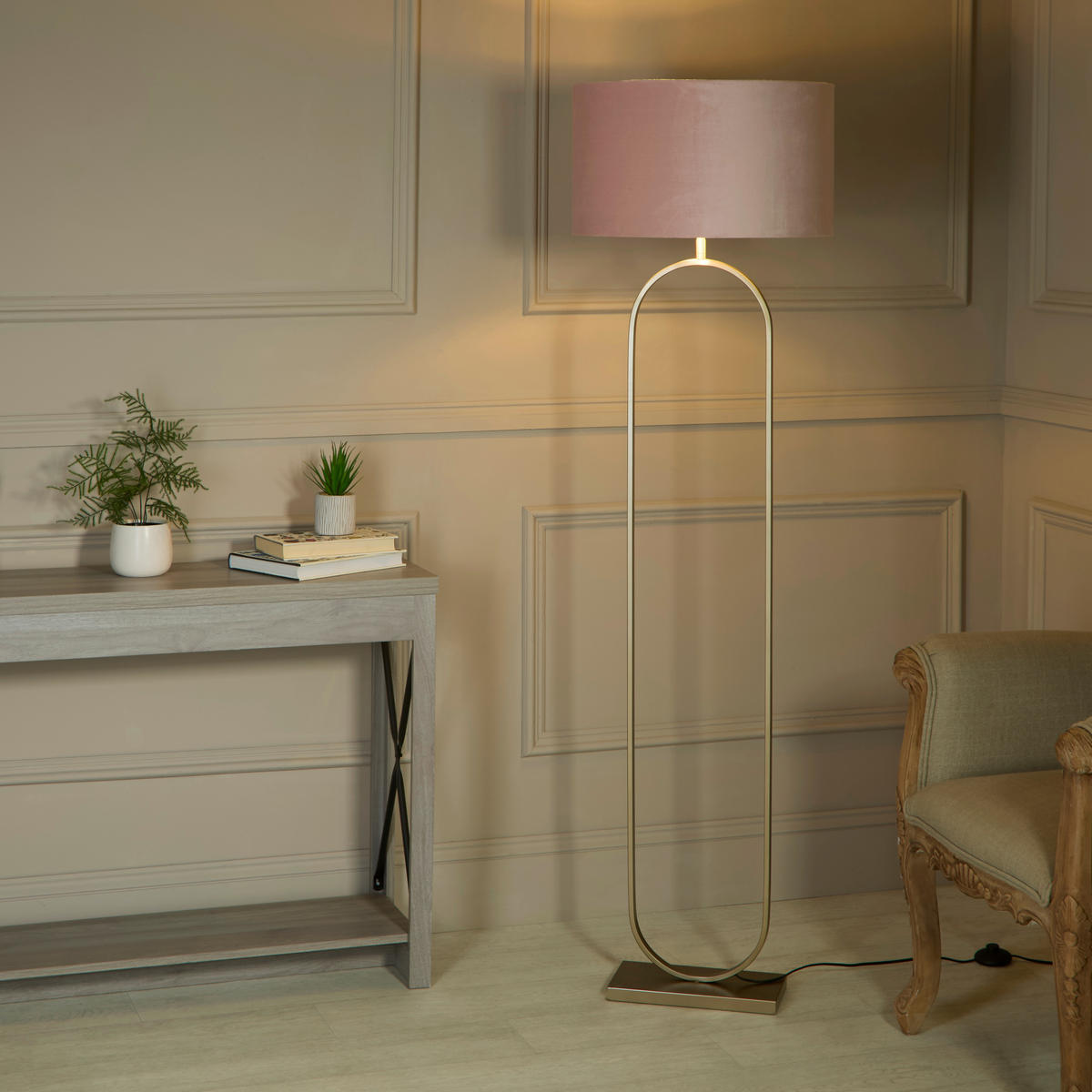 SVJETILJKA PODNA Modish  - brončane boje/pink, Design, metal (50/50/164cm)