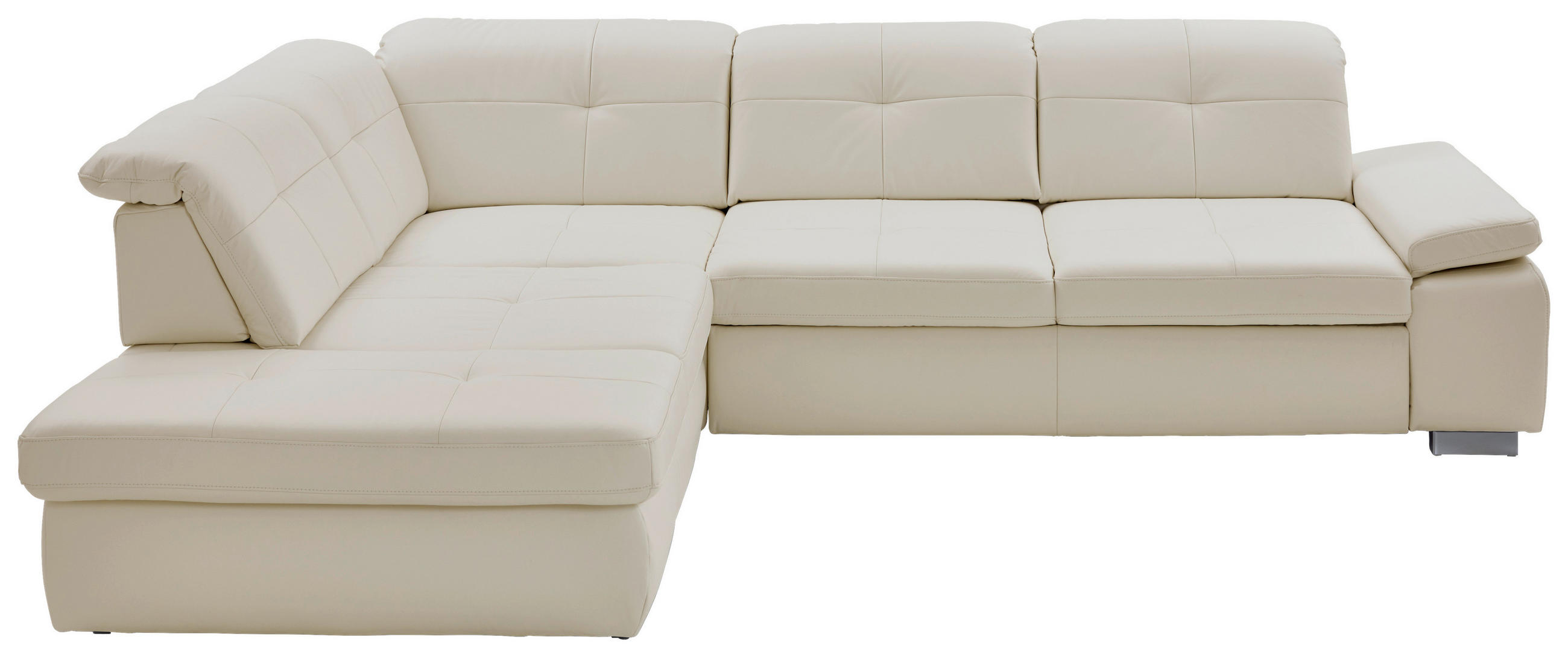 ECKSOFA in Echtleder Weiss  - Weiss, Basics, Leder/Metall (260/312cm) - Beldomo Premium