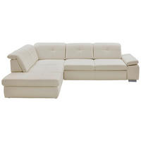 ECKSOFA in Echtleder Weiss  - Weiss, Basics, Leder/Metall (260/312cm) - Beldomo Premium