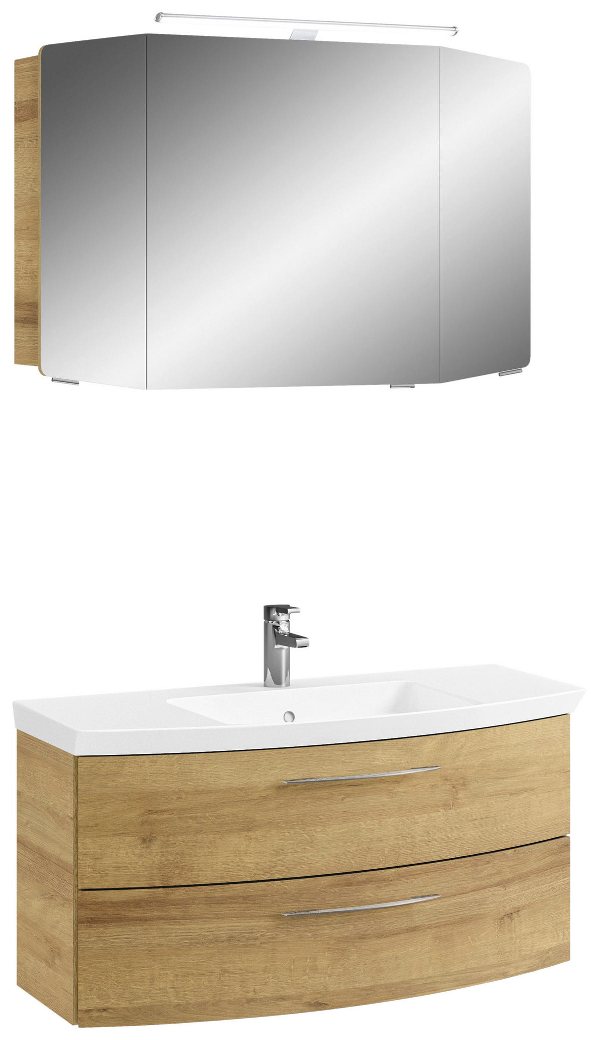 BADEZIMMER 3-teilig  in 101 cm  - Chromfarben/Eichefarben, KONVENTIONELL, Glas/Holzwerkstoff (101cm) - Pelipal