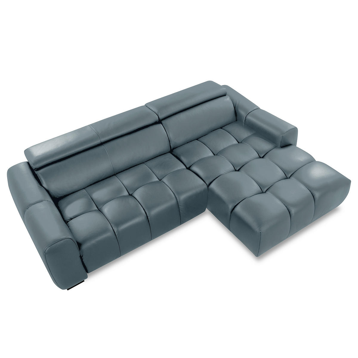 ECKSOFA  Echtleder Dunkelblau  - Schwarz/Dunkelblau, Design, Leder/Kunststoff (274/177cm) - Livetastic