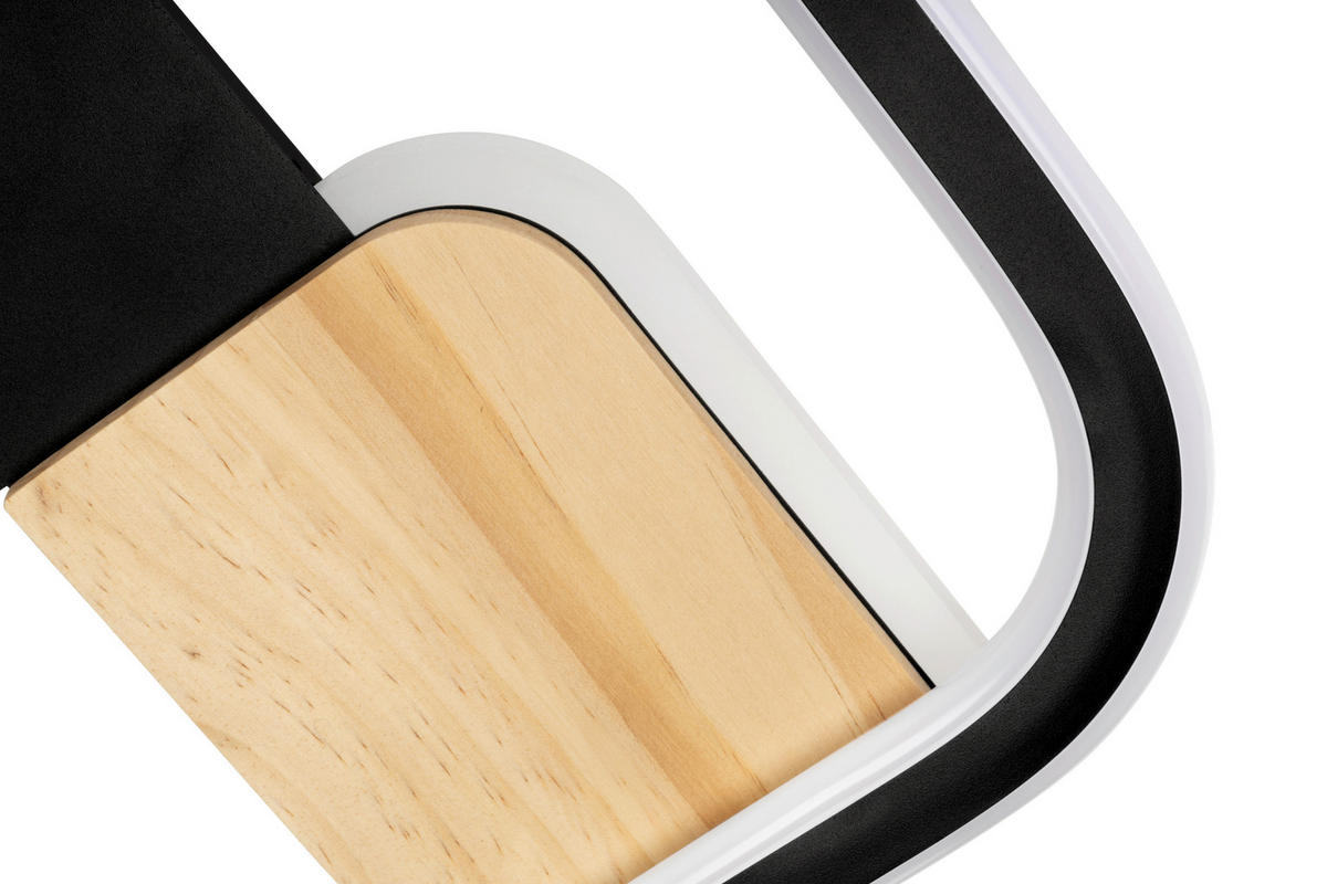 LED-DECKENLEUCHTE 22 W    30/30/6 cm  - Schwarz/Naturfarben, Lifestyle, Holz/Kunststoff (30/30/6cm) - Novel