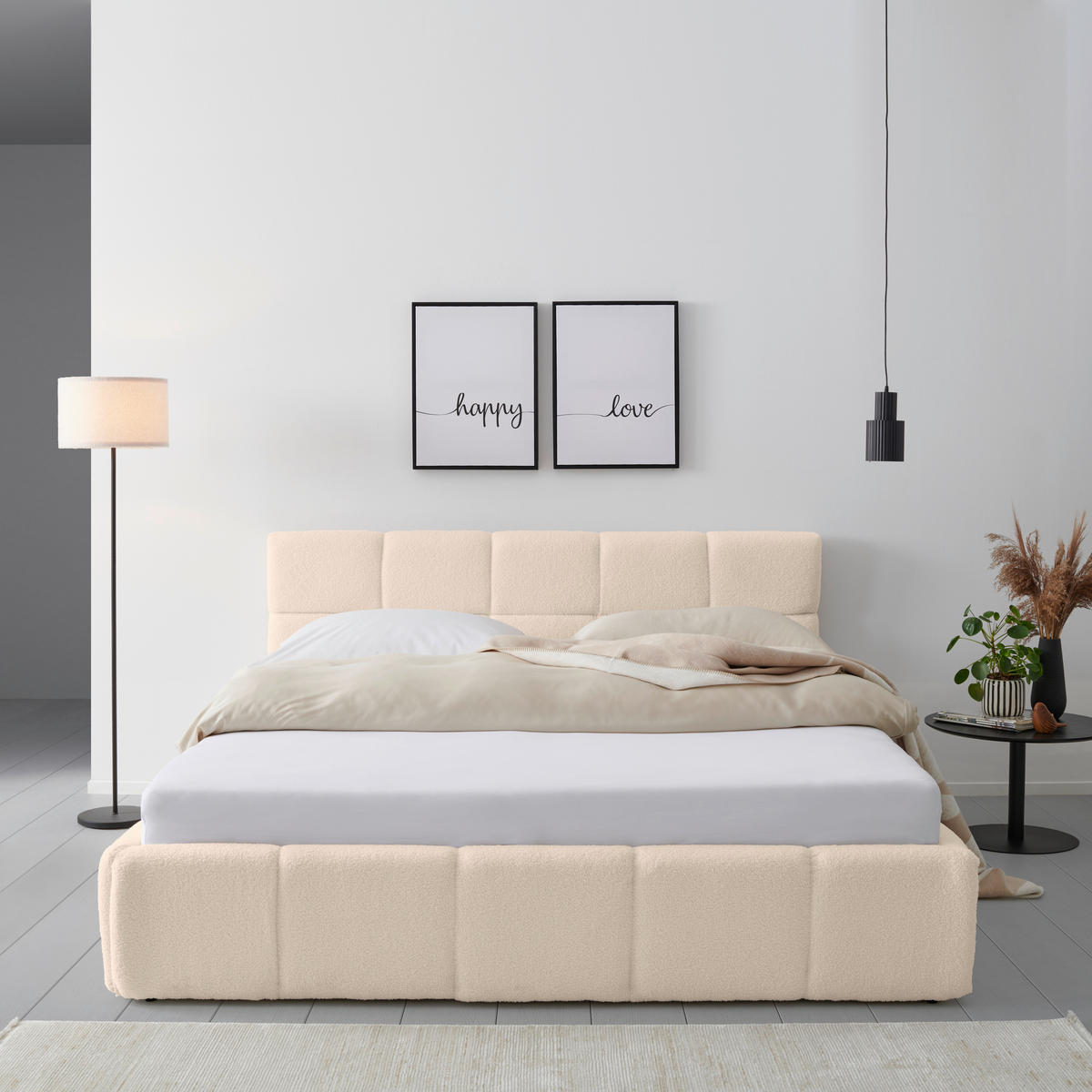 POLSTERBETT 180/200 cm,  in Beige, Lattenrost,  - Beige/Schwarz, MODERN, Holz/Kunststoff (180/200cm) - Livetastic