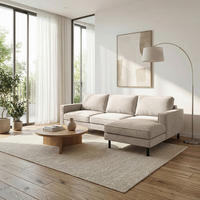 ECKSOFA  in Cord Hellgrau  - Hellgrau/Schwarz, Design, Textil/Metall (238/166cm) - Livetastic