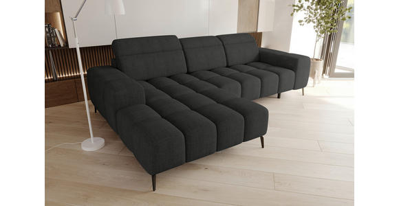 ECKSOFA Anthrazit Flachgewebe Rücken echt, Kopfteilverstellung, Sitztiefenverstellung  - Anthrazit/Schwarz, KONVENTIONELL, Kunststoff/Textil (171/273cm) - Carryhome