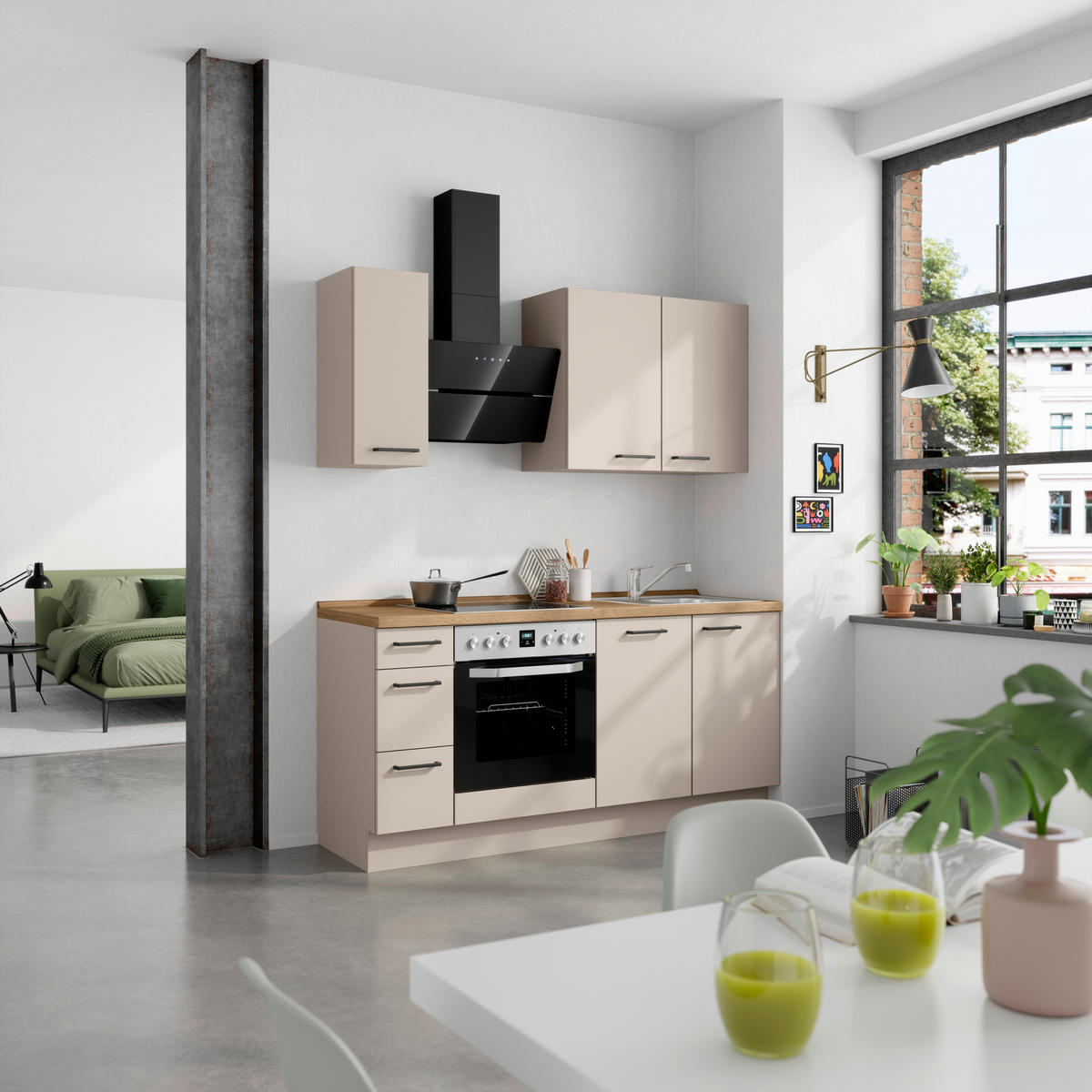 KÜCHENLEERBLOCK Easytouch 180 cm  in Eichefarben, Sandfarben  - Sandfarben/Eichefarben, MODERN, Holzwerkstoff/Metall (180cm) - Nobilia