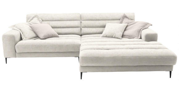 ECKSOFA in Flachgewebe Naturfarben 296/207 cm - Schwarz/Naturfarben, Design, Textil/Metall (296/207cm) - Dieter Knoll